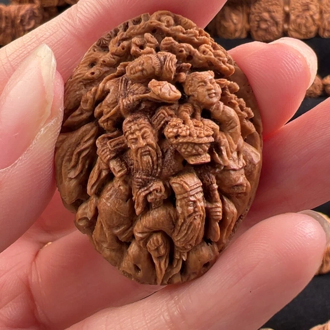 吊坠桃核桃核雕刻八仙单籽