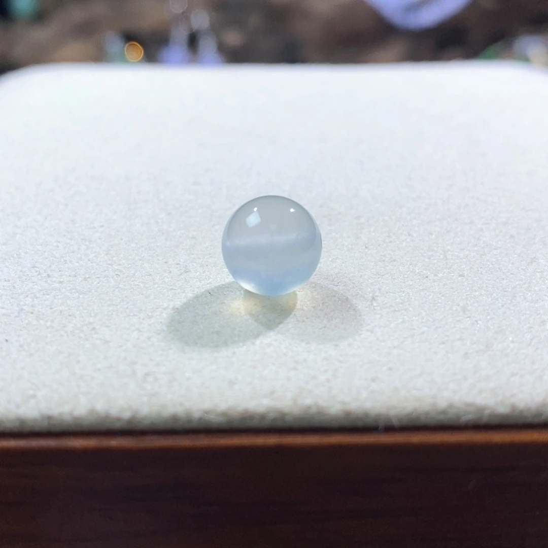 翡翠散珠淡蓝圆珠9.6+