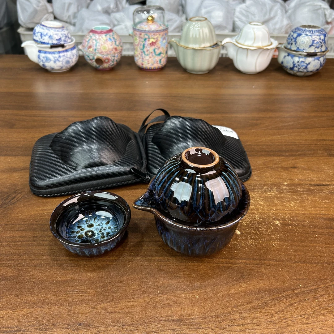 ys482-窑变一壶两杯茶具套装