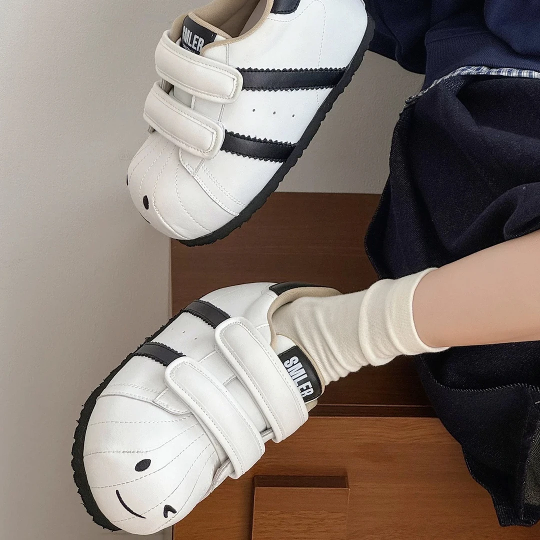 次元梦境丑萌笑脸泡泡贝壳大头鞋女厚底内增高6CM魔术贴面包鞋K41