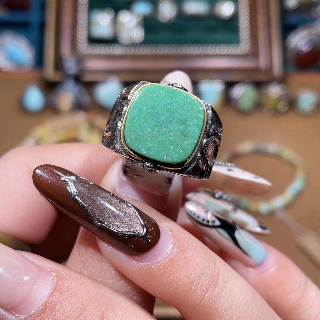 一***一绿松石银S925镶嵌戒指戒指