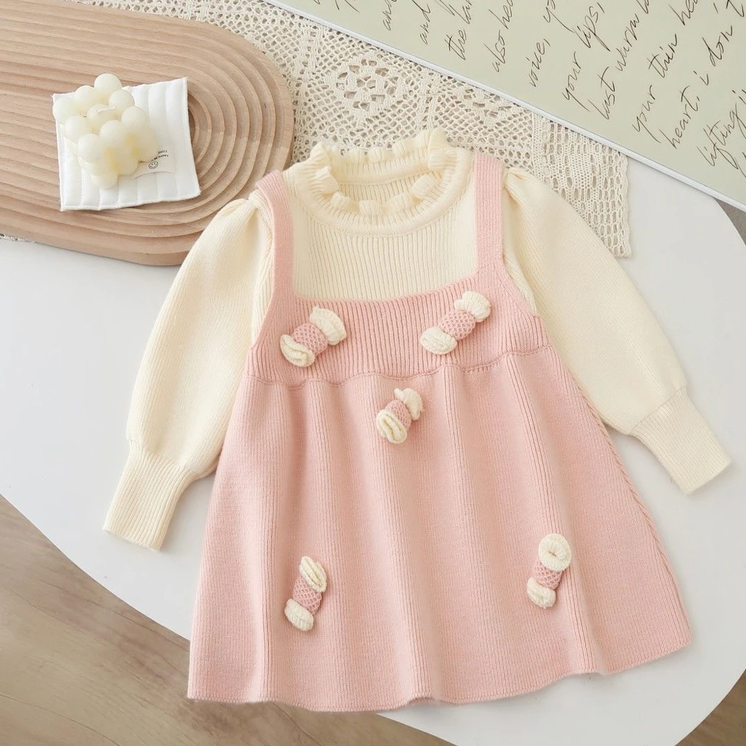 女童毛衣连衣裙25秋冬韩版洋气周岁宝宝针织中长款婴儿套头毛线裙