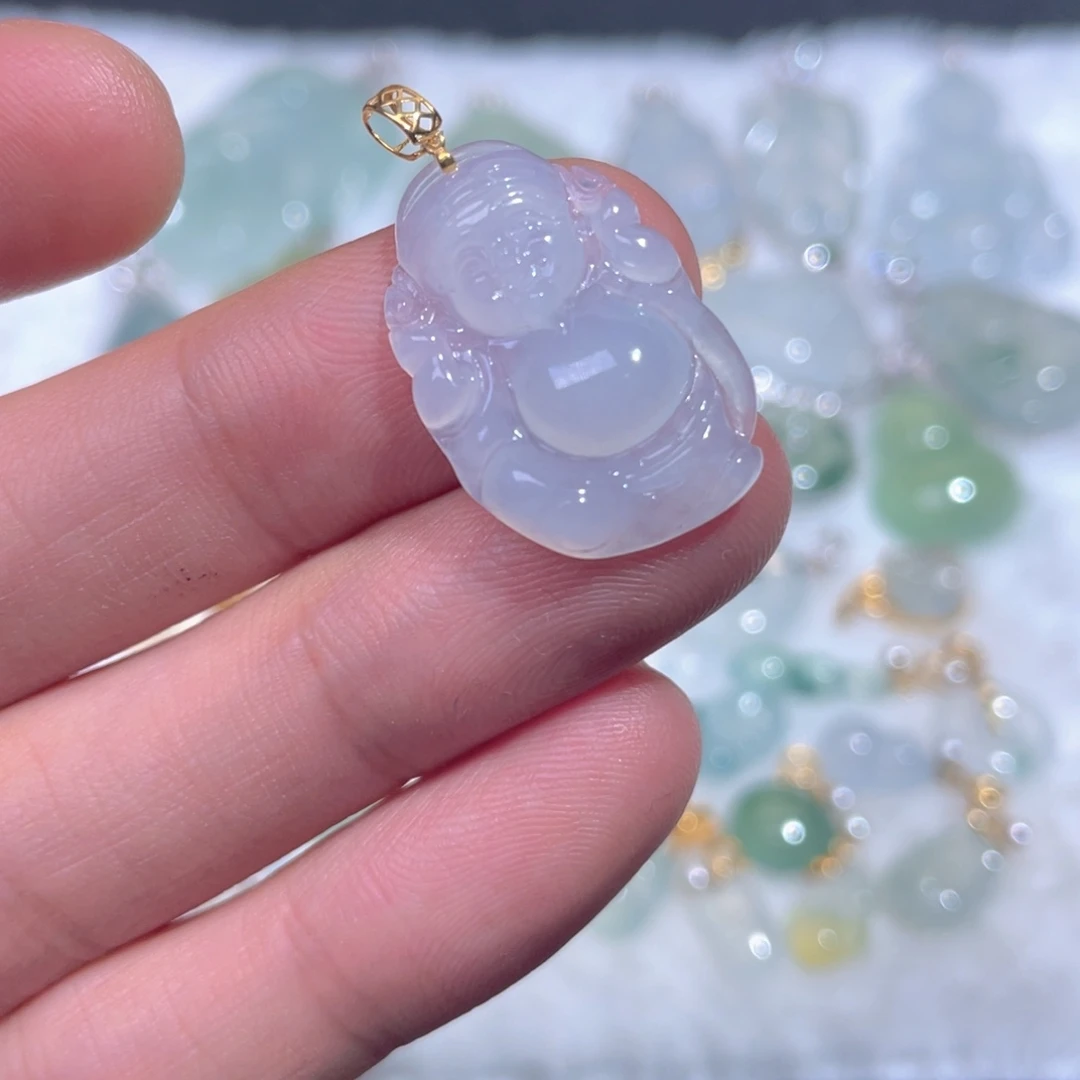 颈饰18K金镶嵌翡翠翡翠