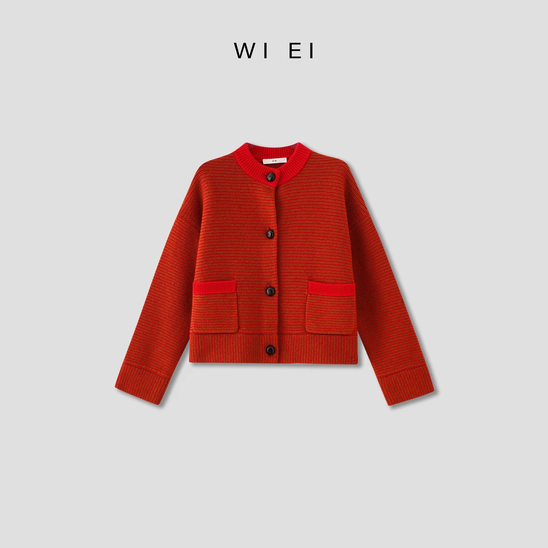 《WI EI》空心格*独特高级 氛围感 提花羊毛毛衣 针织衫上衣 R2383