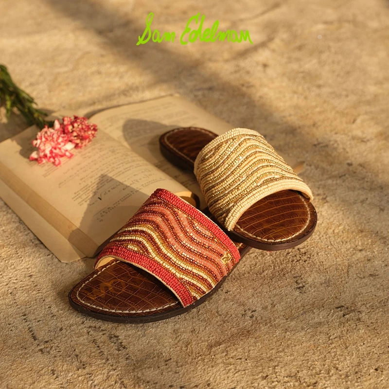 SAM EDELMAN山姆爱德曼2025夏新款串珠刺绣外穿度假凉拖鞋GALLIE