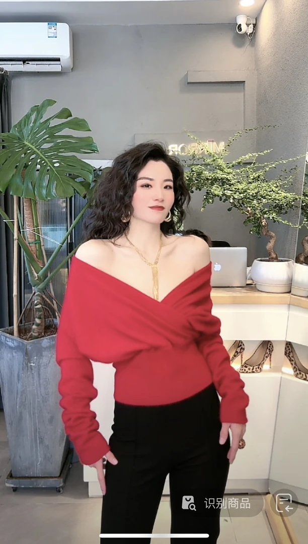 MIRROR【涛姐精选】新年红色交叉毛衣温婉大方