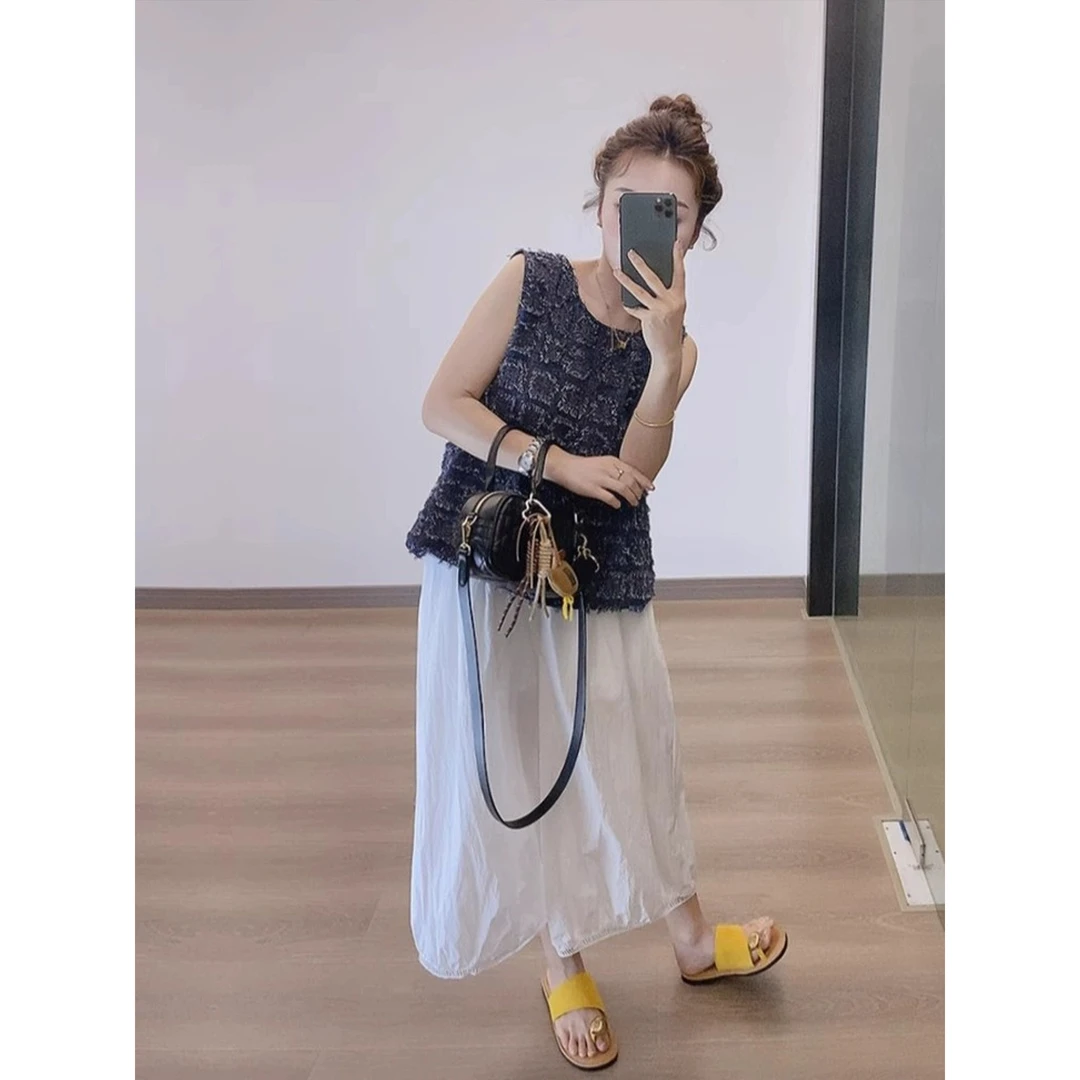 慵懒松弛感休闲套装女夏季2025新款无袖衬衫宽松显瘦九分裤两件套