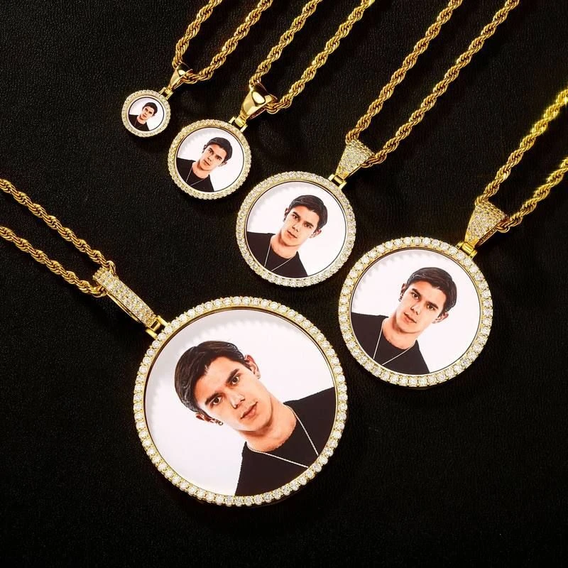 铜吊坠 热销皇冠满钻大号可放照片相框坠DIY男女情侣纪念坠链定制