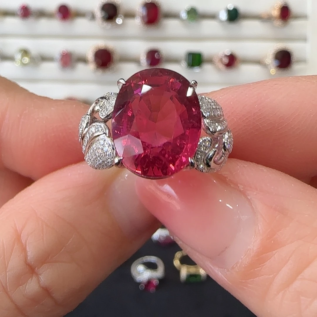 碧玺戒指18K金镶嵌7.7ct