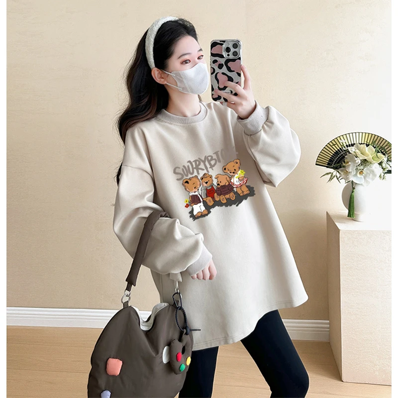 大码孕妇装卫衣春秋季2025新款宽松休闲洋气减龄中长款长袖上衣服