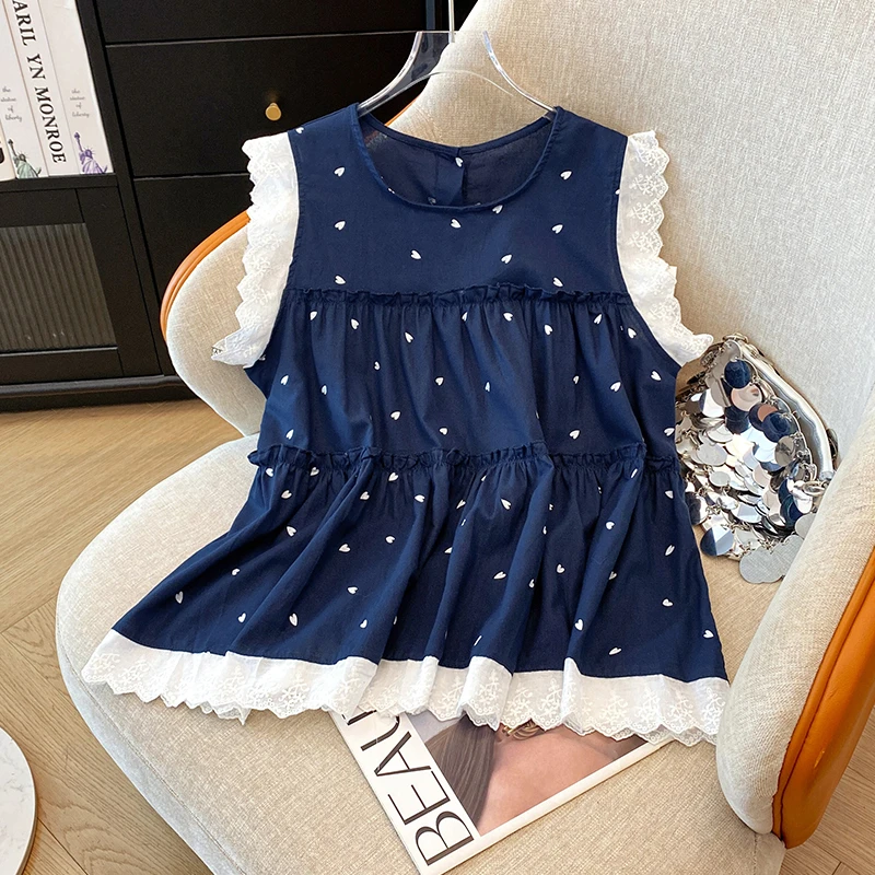 小众设计感爱心印花小飞袖衬衫女2025年夏季新款时尚气质百搭上衣