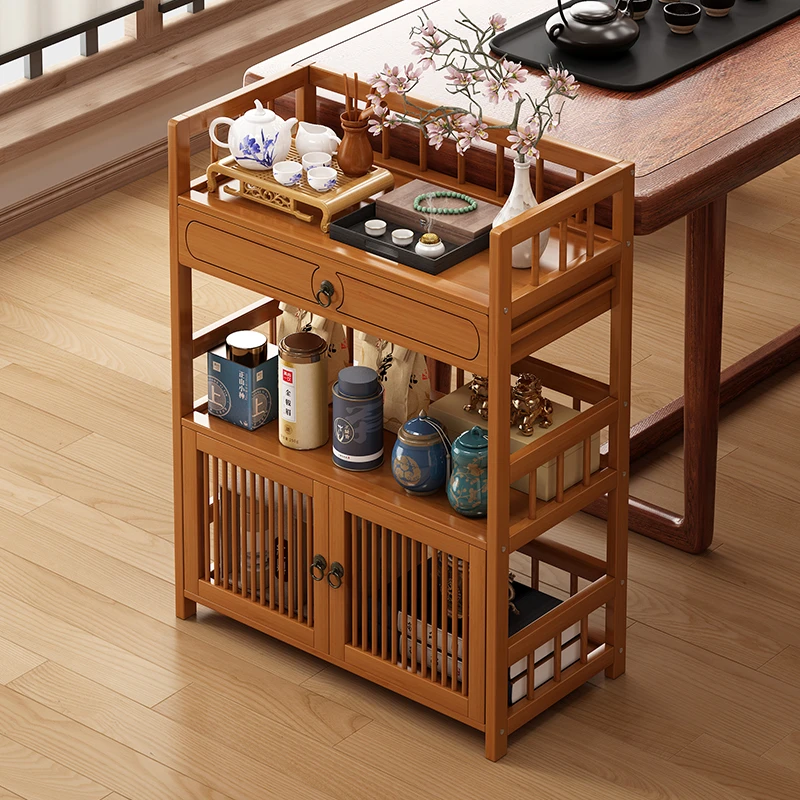茶室边几茶叶柜置物架茶具架客厅多层角几茶杯收纳架展示储物柜子