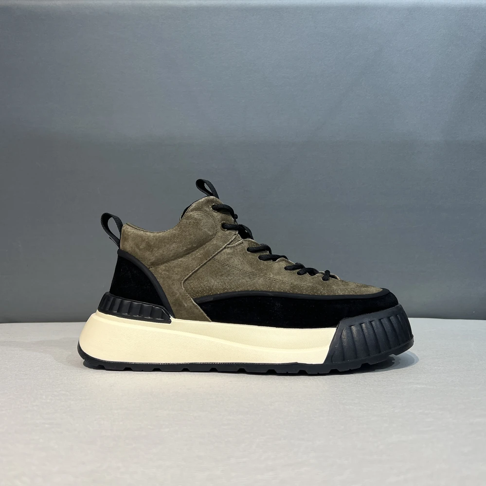 真皮翻毛皮高帮鞋秋冬单棉同款加绒保暖男士潮流休闲鞋圆头系带