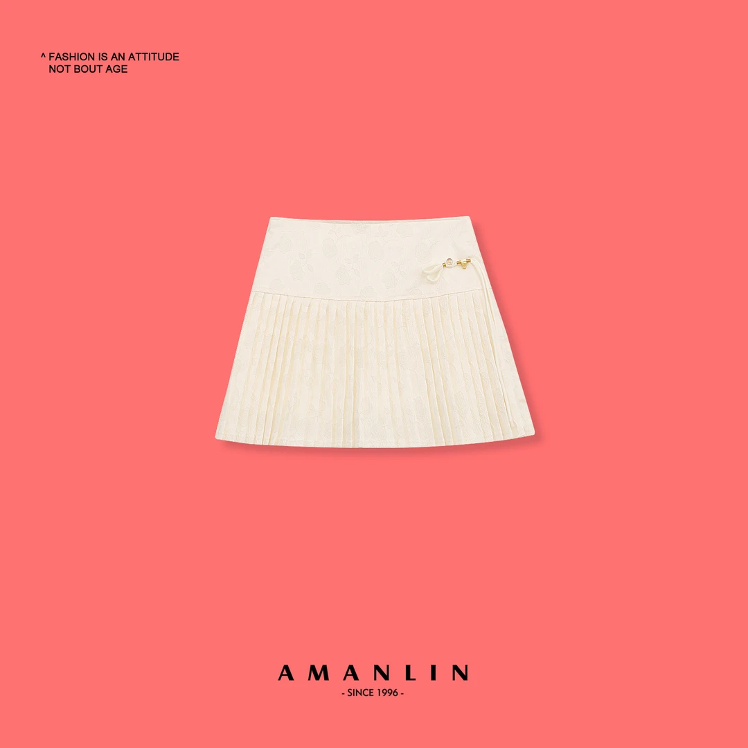 新中式国风提花蝴蝶结装饰纯色半裙-LG591777