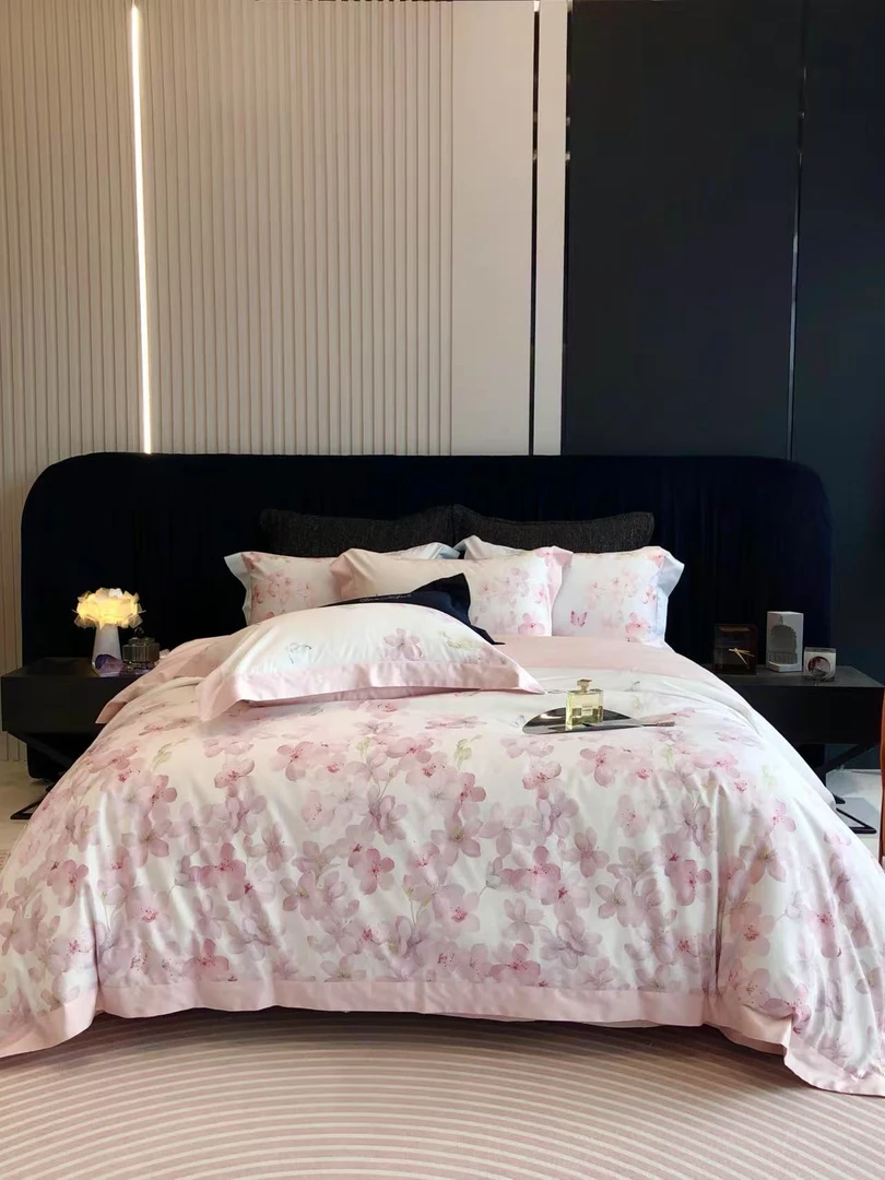 F1 ML 全棉百支贡缎全棉印花宽边款四件套 蝶舞之花