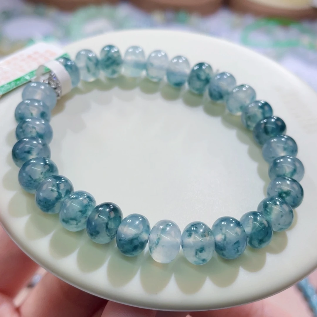 未镶嵌手链翡翠梦幻蓝鼓珠卡7.5-8.7