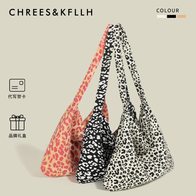 CHREES&KFLLH夏季小众豹纹帆布包大容量布袋女单肩托特包手提斜挎