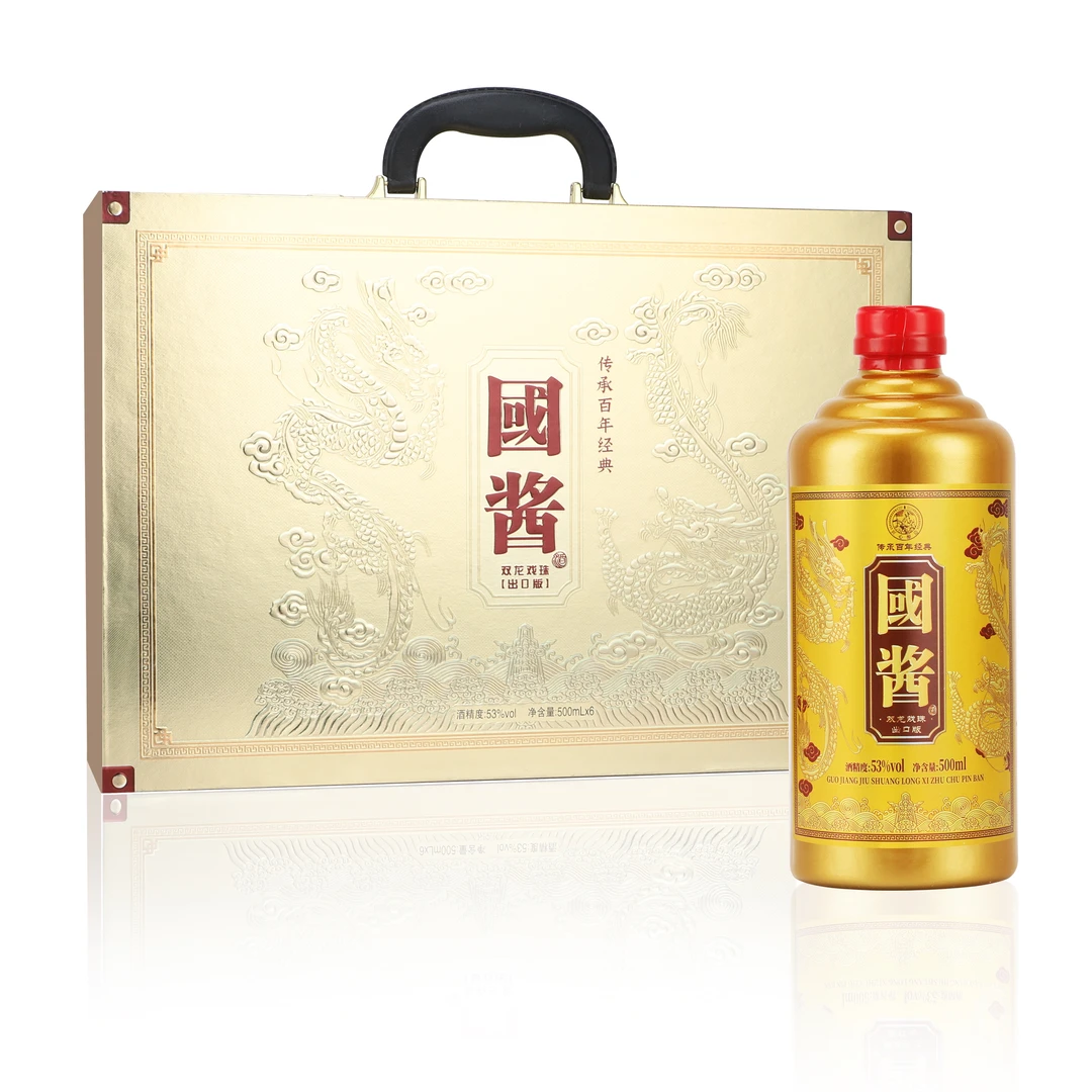 史台国酱双龙戏珠500ml*6瓶密码箱设计酒53度