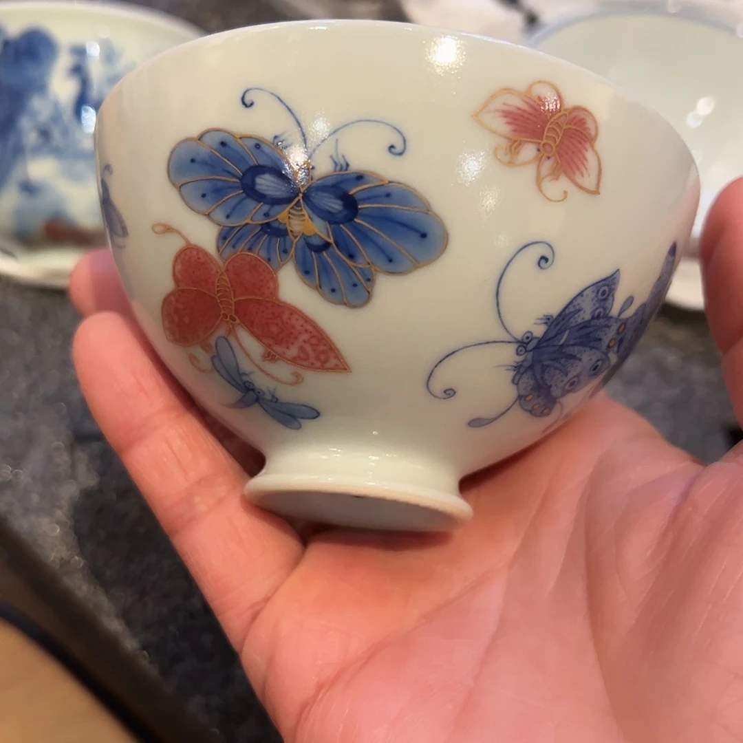 沐月山房原矿釉里红杯杯杯