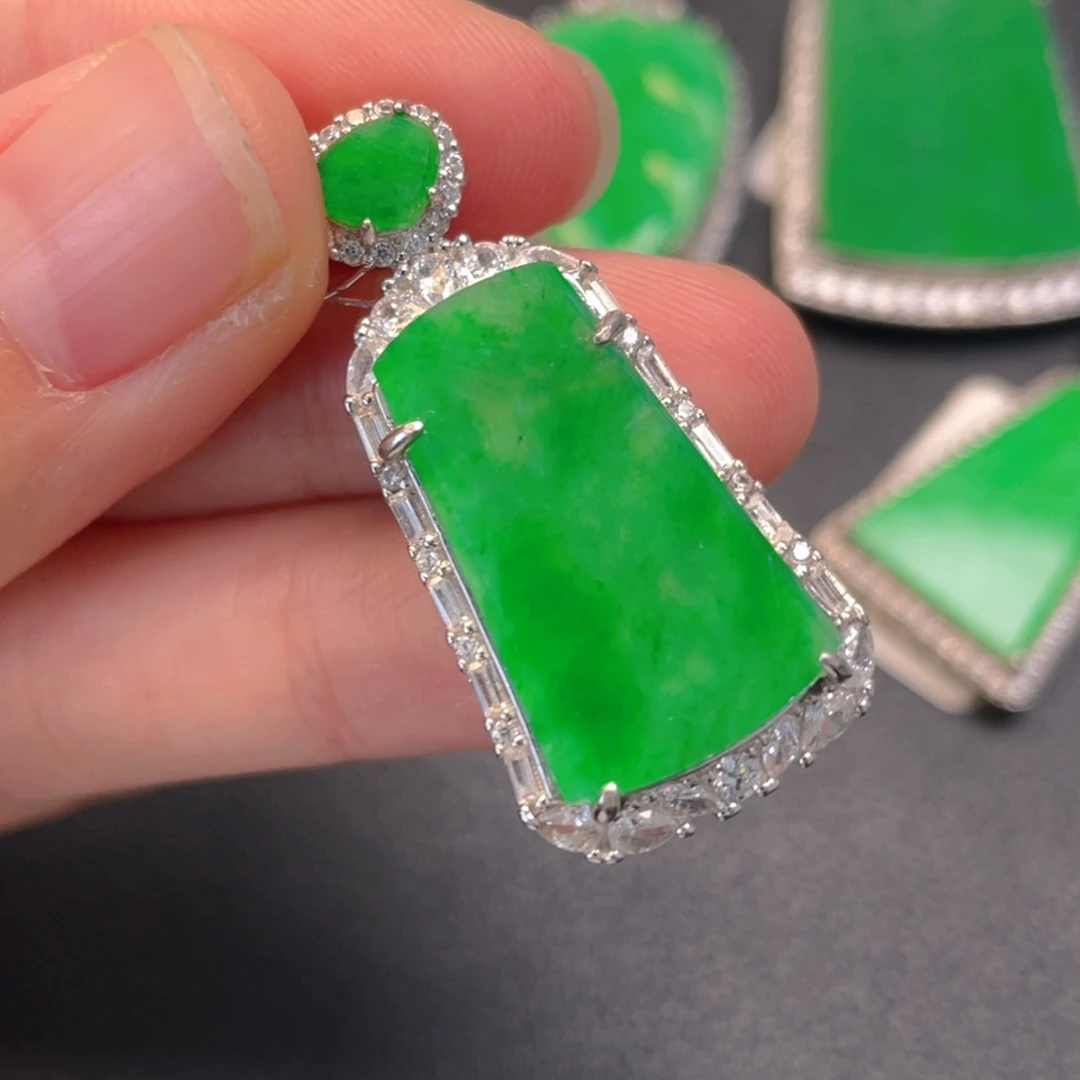 翡翠银S925镶嵌吊坠(不含链)