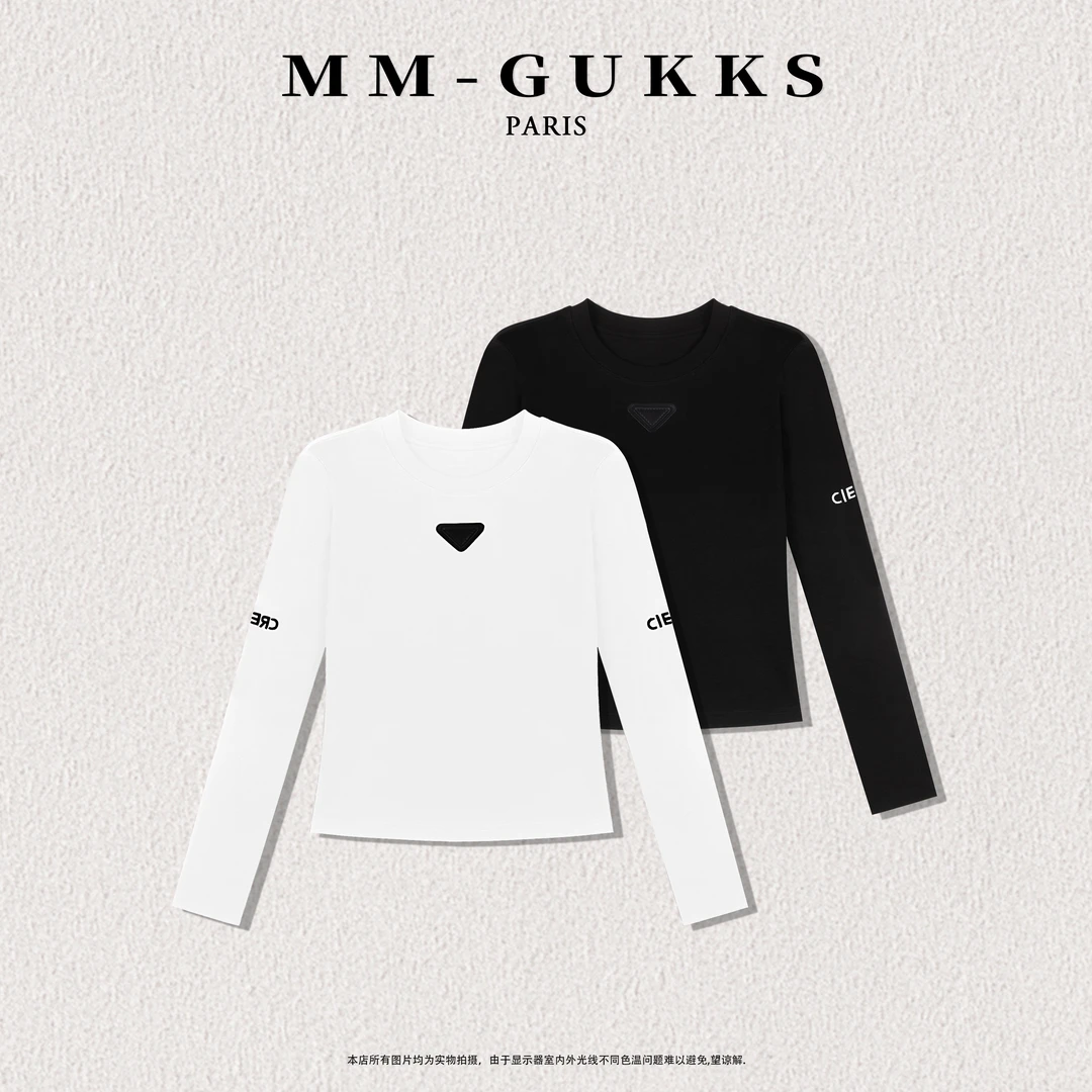 明明GUKKS『摩尔青春』2025秋冬经典基础款加绒舒适内搭打底衫T3188