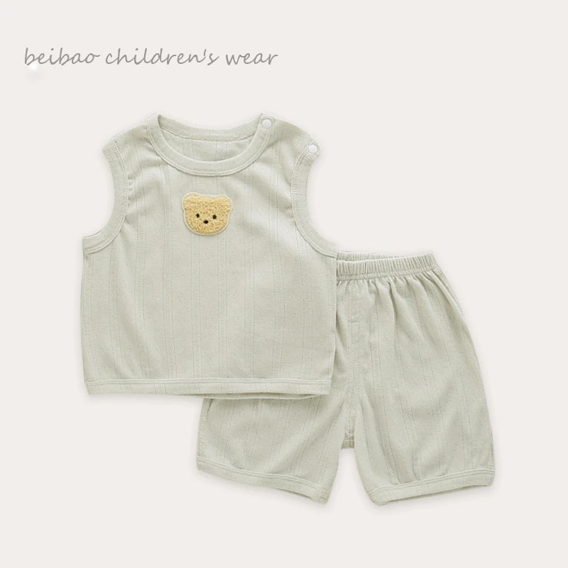 【断码清仓】夏季无骨提花套装儿童婴儿幼儿无袖婴童透气简约夏款