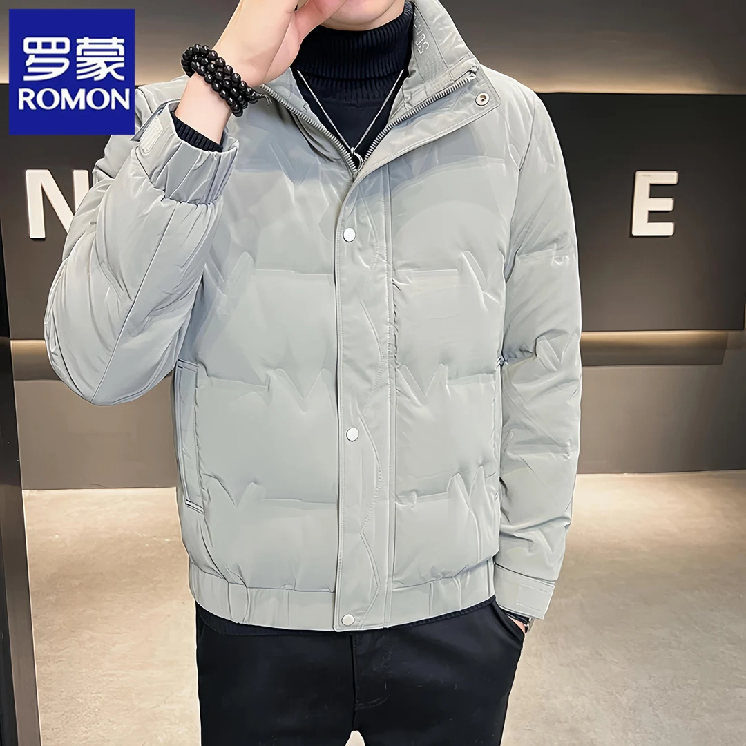 Romon/罗蒙冬季新款时尚防寒服保暖男士休闲羽绒服百搭防风外套潮
