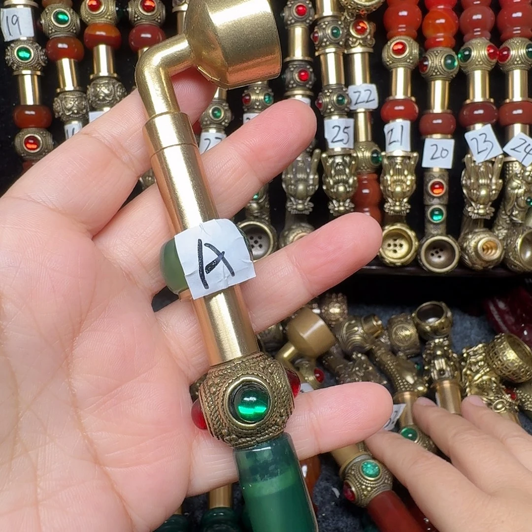 黄铜绿色烟锅2公分A款