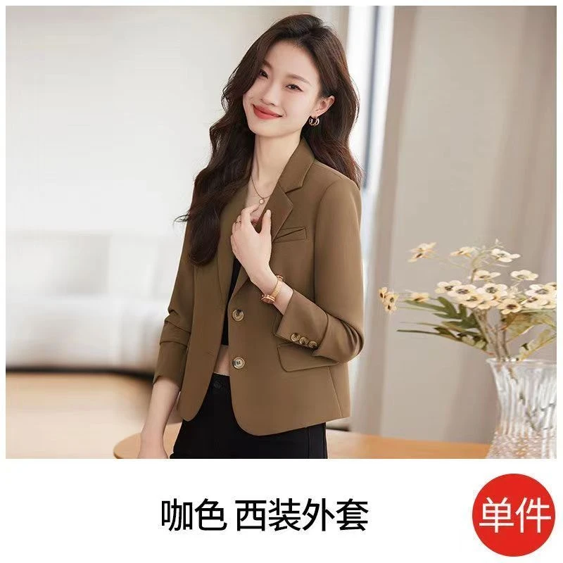 咖色短款西装外套女高级感小个子2025新款春秋休闲显高小西服上衣