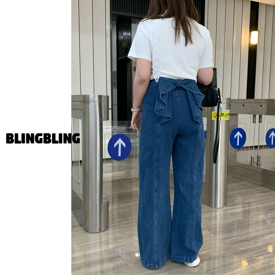 唐不灵微胖《蝴蝶裤》大码显瘦牛仔裤蝴蝶千金风薄厚款