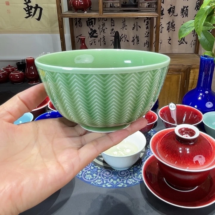 景德镇浅行窑翡翠绿碗