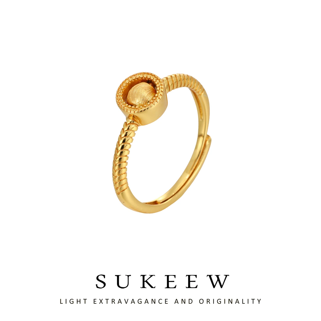 SUKEEW/酥可 铜合金戒指 时尚拉丝闪亮珠珠简约戒指764109