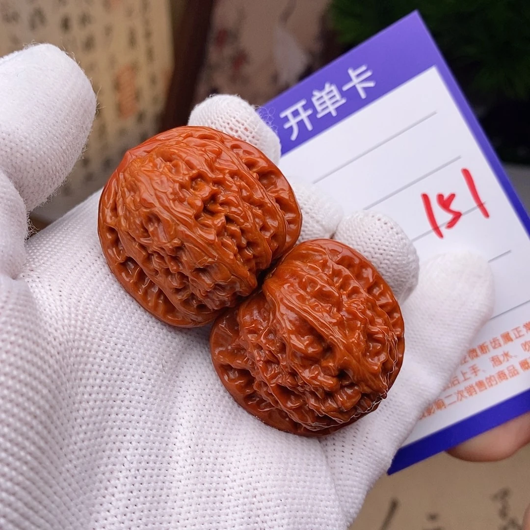 文玩核桃把件35球白151