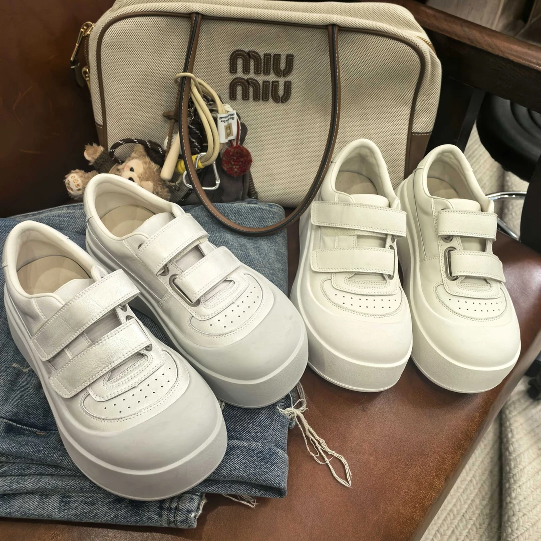 魔术贴时尚复古厚底英伦风圆头小白鞋春季百搭;XEXA004