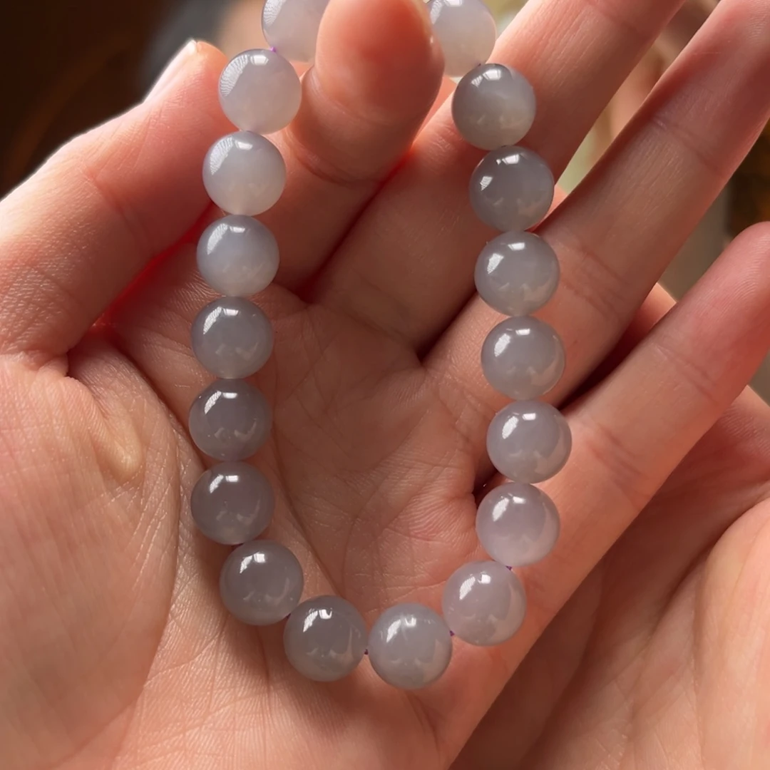 手串未镶嵌和田玉冰烟紫10mm450