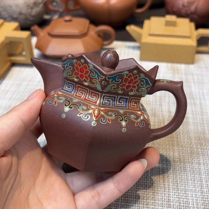 紫砂茶壶僧帽，容量150毫升，紫泥
