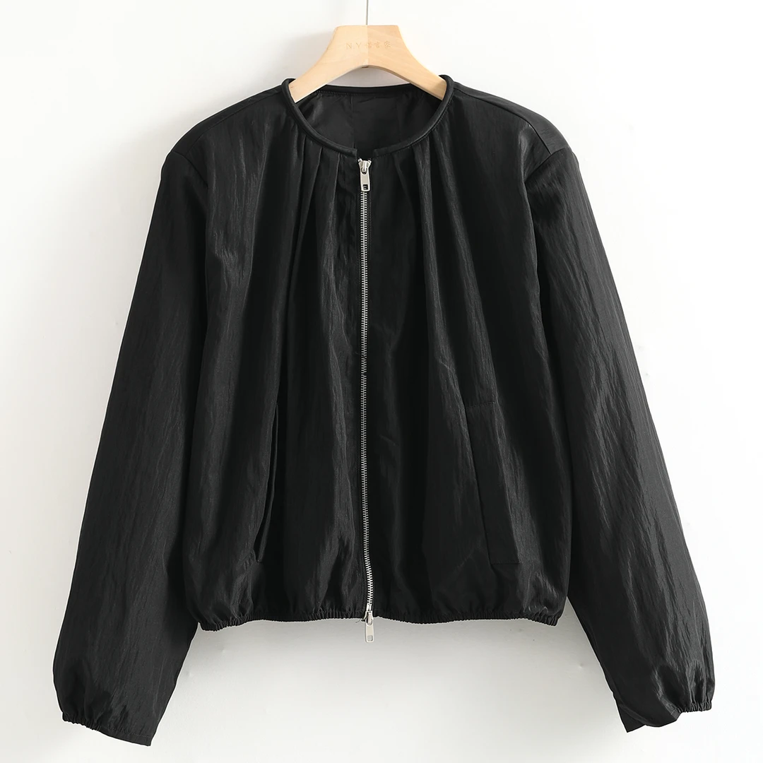 K12B-37853 【中Z 轻奢柜品】 特好！女干练时髦圆领褶皱外套