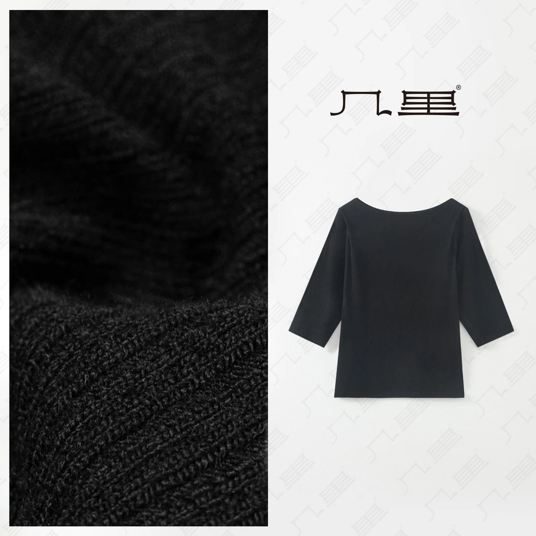 几里与麻 基本款一字领半袖T恤 衣长54 胸围86 2061747