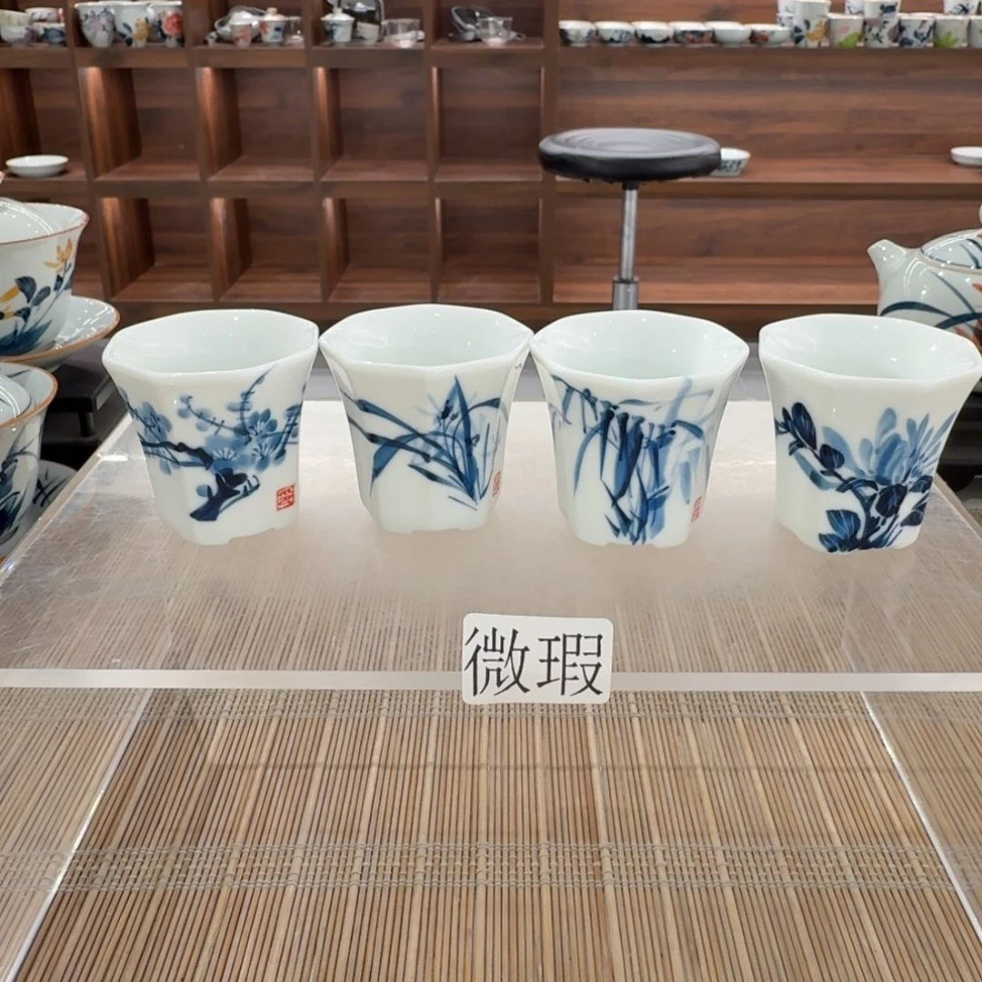 釉下手绘茶具微瑕