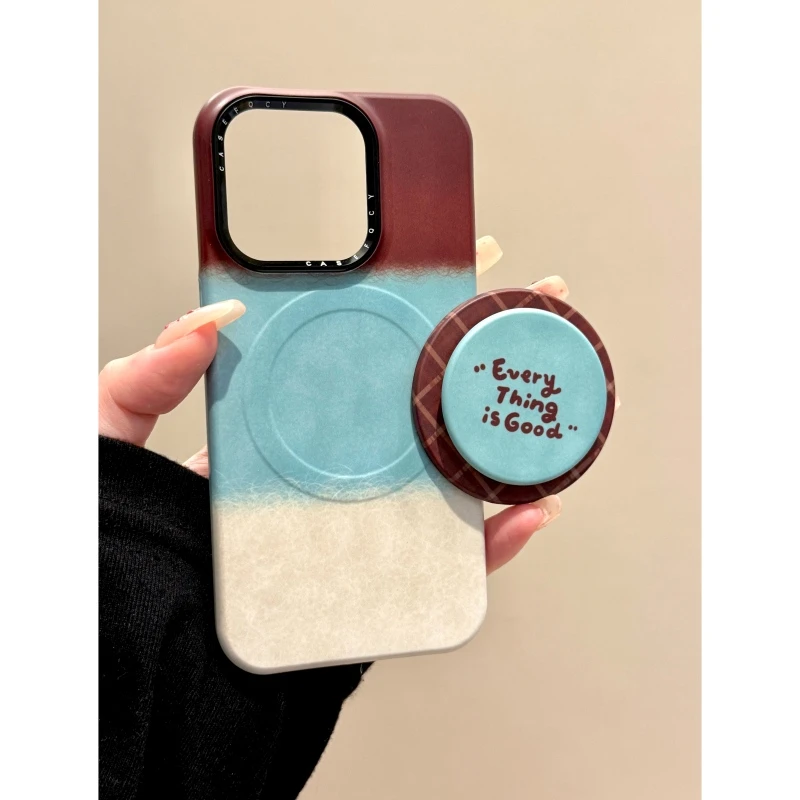 适用苹果iphone16proma韩风简约15pro磁吸支架14pro菲林13手机壳