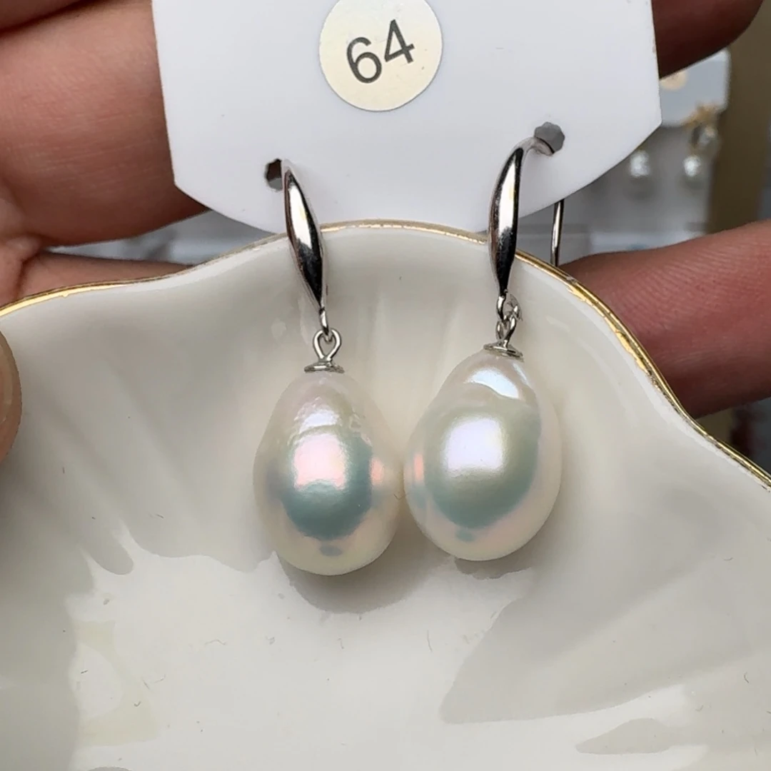 简***H耳饰淡水珍珠银S925镶嵌