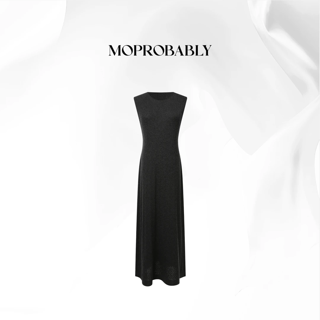 Moprobably贝贝 「风牵」无袖包臂时尚气质针织连衣裙B5380002