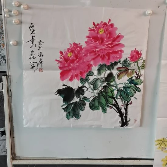 书法张淑升老师四尺斗方富贵花开