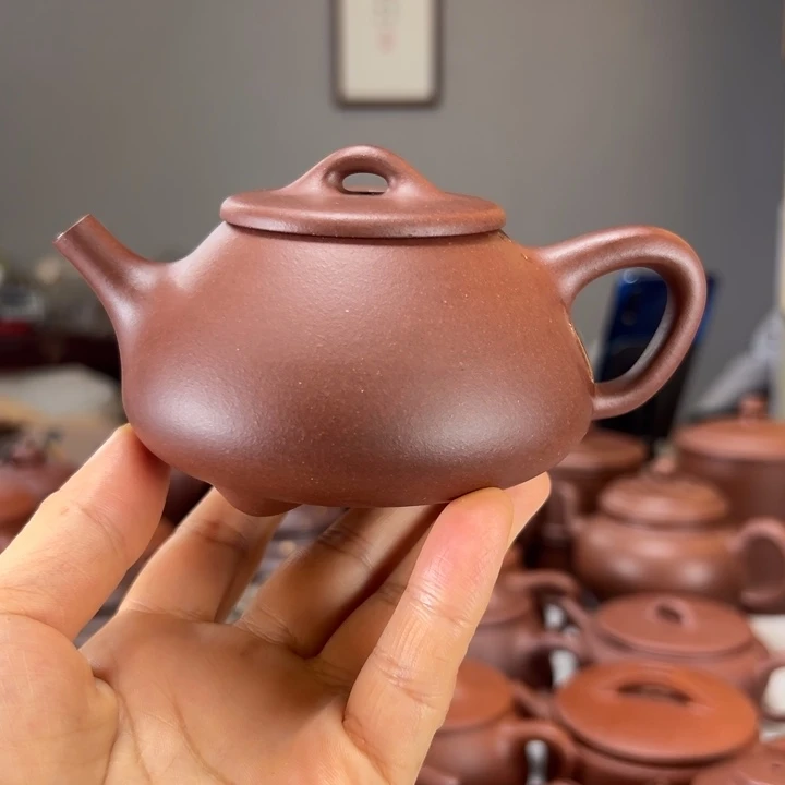 紫砂茶壶半手工平盖石瓢壶