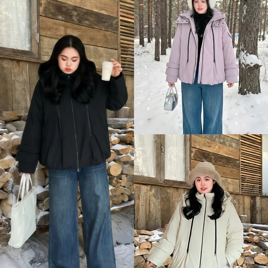 花契“米兰往事”大码女装显瘦200斤胖mm-90白鸭绒羽绒服16097-F