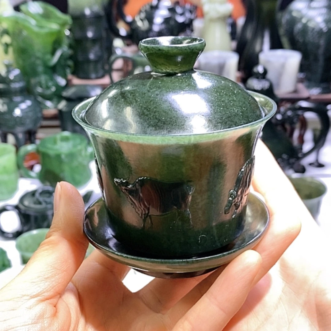【闪购商品】和田玉摆件未镶嵌微瑕 盖碗