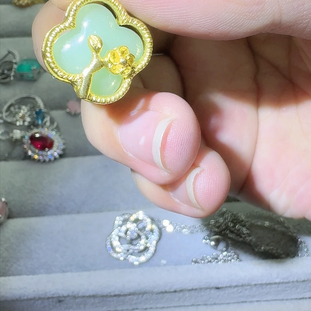 绿水晶戒指银S925镶嵌