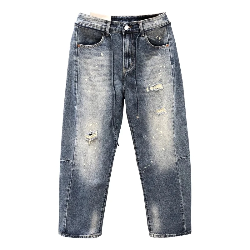 维比萨玻风宽松大直筒牛仔裤男潮牌美式长裤夏季新款男士痞帅裤子