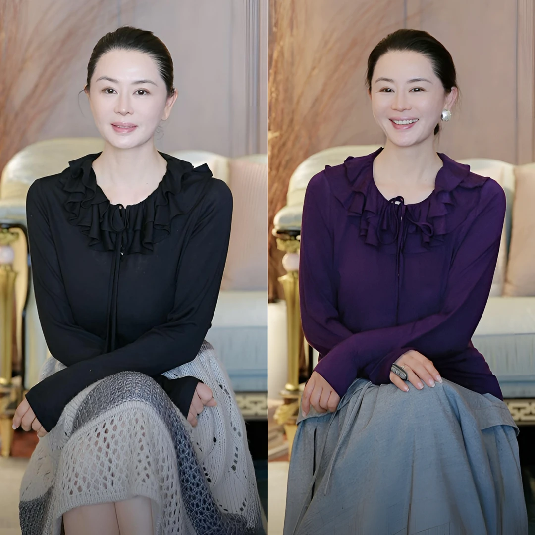 璇之恋·王璇「花朵衫」优雅中式气质花边领衬衫·王璇原创设计