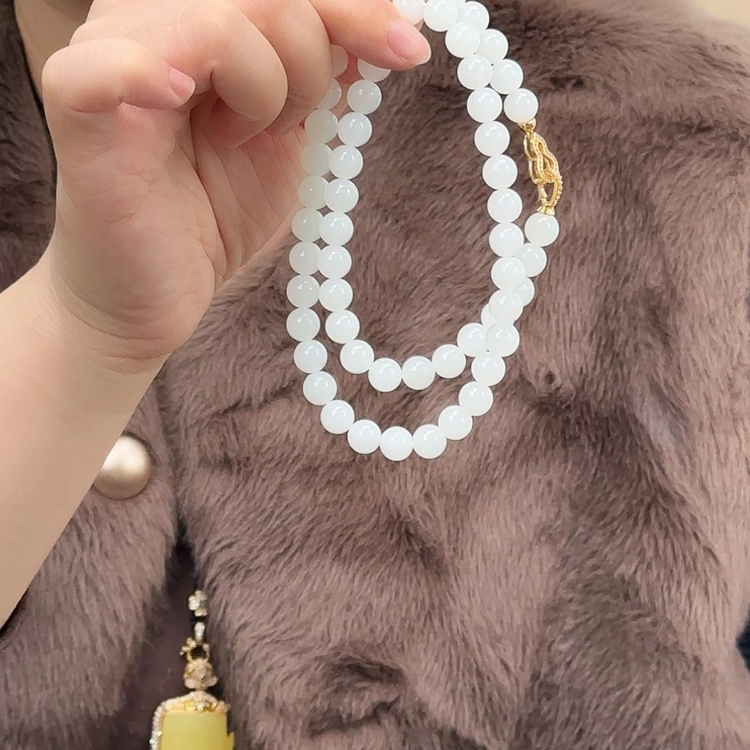 和田玉银S925镶嵌颈饰8